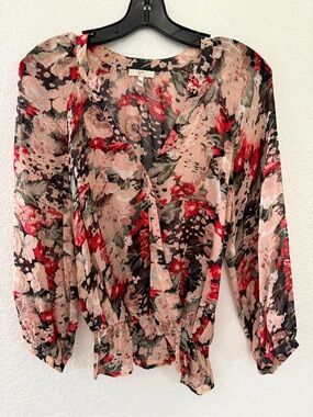 Joie Silk Floral V-Neck  Blouse Size XS